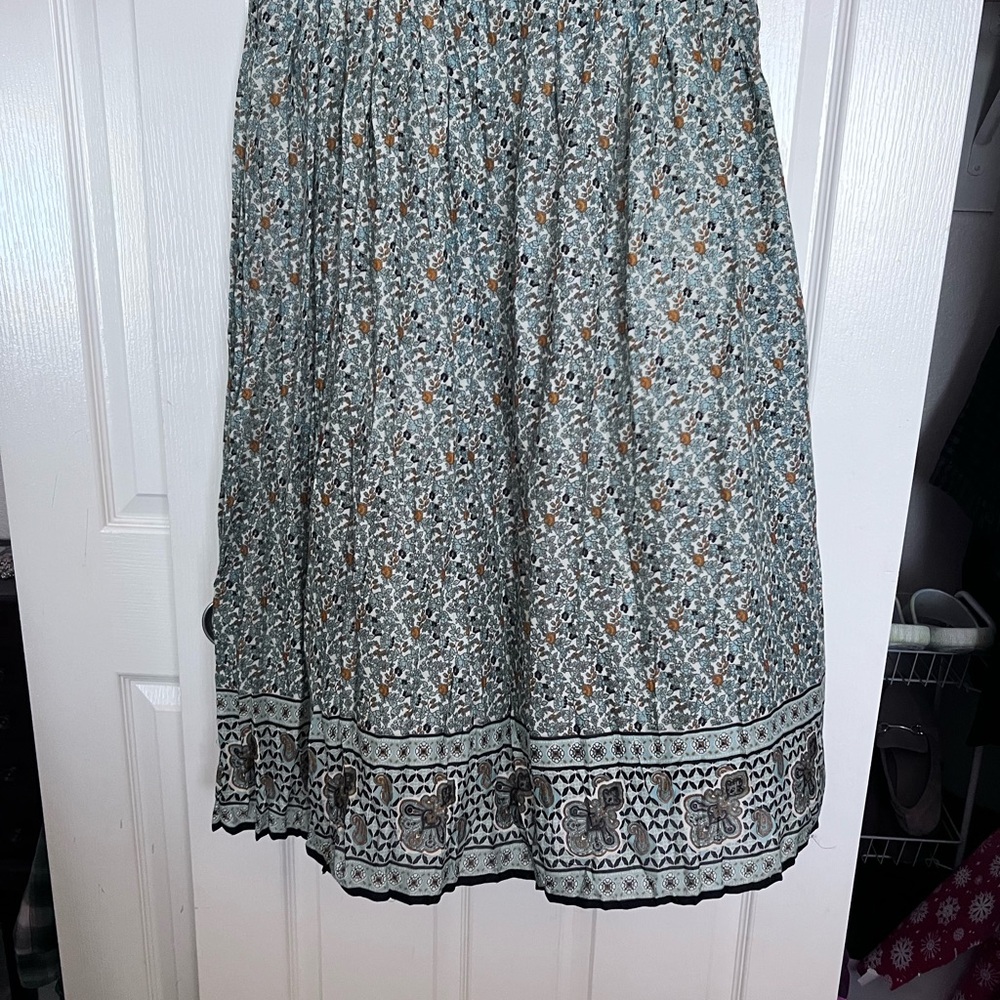 Floral Maxi Skirt in Green and Orange